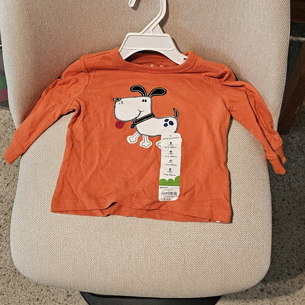 Jumping Beans Orange Long Sleeve Tee with Dog Design